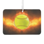 SlipperyJoe's gelbe Softball-Feuerball-Flammenrasp Autolufterfrischer (Rückseite)