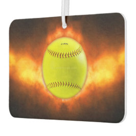 SlipperyJoe's gelbe Softball-Feuerball-Flammenrasp Autolufterfrischer