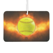 SlipperyJoe's gelbe Softball-Feuerball-Flammenrasp Autolufterfrischer (Vorderseite)