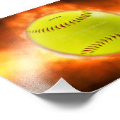 SlipperyJoe's gelbe Softball-Feuerball-Flammenrasp Fotodruck (Ecke)