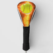 SlipperyJoe's gelbe Softball-Feuerball-Flammenrasp Golf Headcover (Vorderseite)