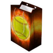 SlipperyJoe's gelbe Softball-Feuerball-Flammenrasp Mittlere Geschenktüte (Rückseite Schrägansicht)
