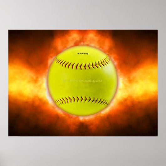SlipperyJoe's gelbe Softball-Feuerball-Flammenrasp Poster (Vorne)