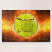 SlipperyJoe's gelbe Softball-Feuerball-Flammenrasp Puzzle (Horizontal)