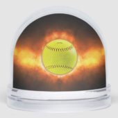 SlipperyJoe's gelbe Softball-Feuerball-Flammenrasp Schneekugeln (Vorderseite)