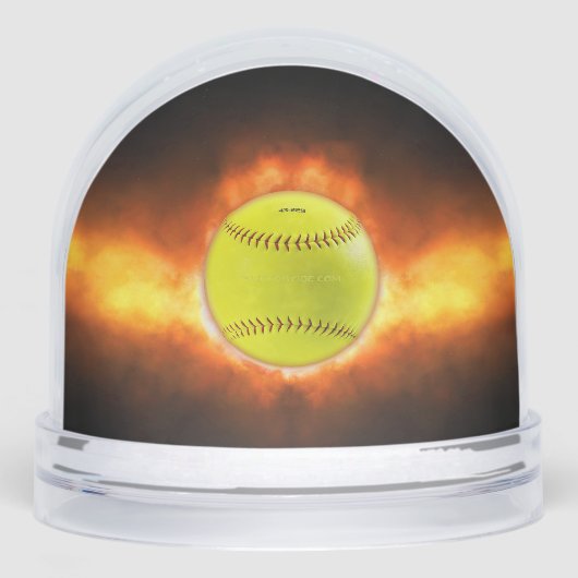 SlipperyJoe's gelbe Softball-Feuerball-Flammenrasp Schneekugeln (Vorderseite)