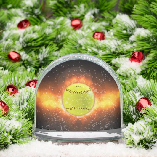SlipperyJoe's gelbe Softball-Feuerball-Flammenrasp Schneekugeln (Weihnachten)
