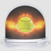 SlipperyJoe's gelbe Softball-Feuerball-Flammenrasp Schneekugeln (Rückseite)