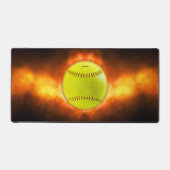 SlipperyJoe's gelbe Softball-Feuerball-Flammenrasp Schreibtischunterlage (Vorderseite)