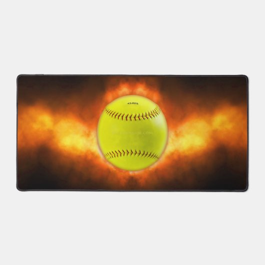SlipperyJoe's gelbe Softball-Feuerball-Flammenrasp Schreibtischunterlage (Vorderseite)