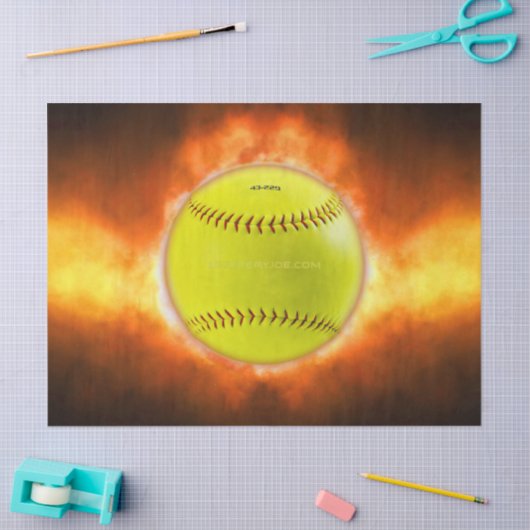 SlipperyJoe's gelbe Softball-Feuerball-Flammenrasp Seidenpapier (Basteln)