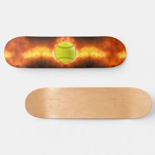 SlipperyJoe's gelbe Softball-Feuerball-Flammenrasp Skateboard (Horizontal)