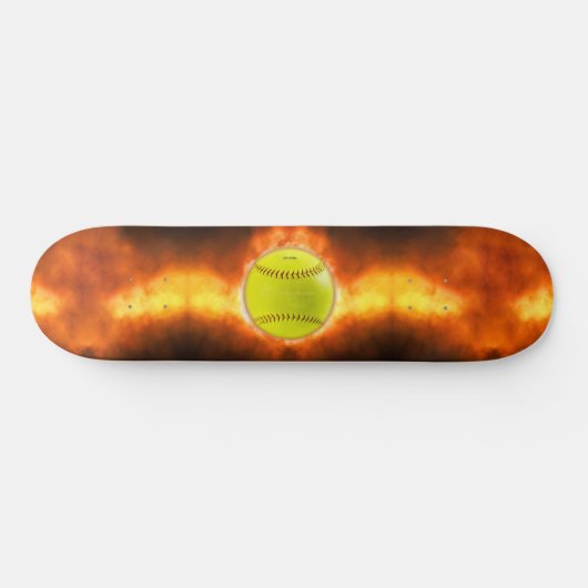 SlipperyJoe's gelbe Softball-Feuerball-Flammenrasp Skateboard (Horizontal)