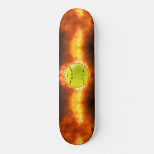 SlipperyJoe's gelbe Softball-Feuerball-Flammenrasp Skateboard (Vorderseite)