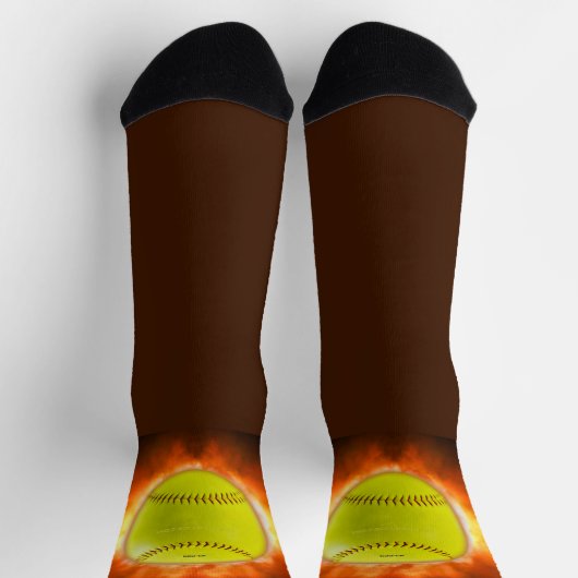 SlipperyJoe's gelbe Softball-Feuerball-Flammenrasp Socken (Oben)