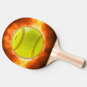 SlipperyJoe's gelbe Softball-Feuerball-Flammenrasp Tischtennis Schläger (Seitenansicht)