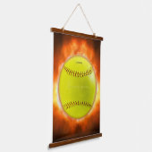 SlipperyJoe's gelbe Softball-Feuerball-Flammenrasp Wandteppich Mit Holzrahmen (Gewinkelt)