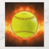 SlipperyJoe's gelbe Softball-Feuerball-Flammenrasp Weinetikett (Einzelnes Label)