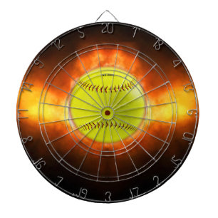SlipperyJoe's gelber Softball-Feuerball Flammen ra Dartscheibe