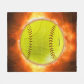 SlipperyJoe's gelber Softball-Feuerball Flammen ra Fleecedecke (Vorderseite (Horizontal))