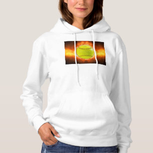 SlipperyJoe's gelber Softball-Feuerball Flammen ra Hoodie