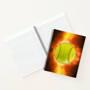 SlipperyJoe's gelber Softball-Feuerball Flammen ra Notizblock