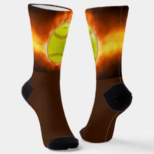 SlipperyJoe's gelber Softball-Feuerball Flammen ra Socken