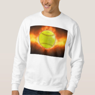 SlipperyJoe's gelber Softball-Feuerball Flammen ra Sweatshirt