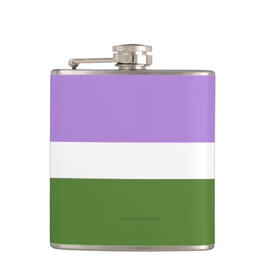 SlipperyJoe's Genderqueer Pride Fahnen Farben non- Flachmann (Vorderseite)