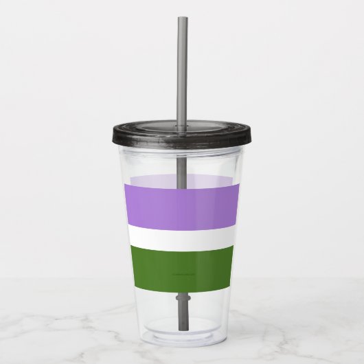 SlipperyJoe's Genderqueer Pride Flag Farben Non-bi Acryltrinkbecher (Vorderseite)