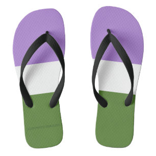 SlipperyJoe's Genderqueer Pride Flag Farben Non-bi Badesandalen