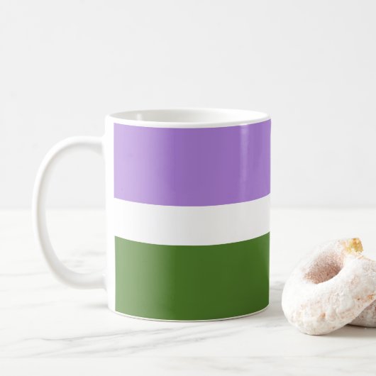 SlipperyJoe's Genderqueer Pride Flag Farben Non-bi Kaffeetasse (Mit Donut)