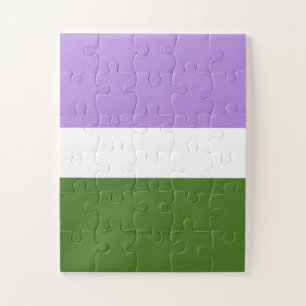 SlipperyJoe's genderqueere Pride-Flagge Lavendelbl Puzzle