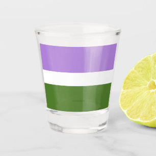 SlipperyJoe's genderqueere Pride-Flagge Lavendelbl Schnapsglas