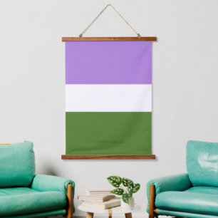 SlipperyJoe's genderqueere Pride-Flagge Lavendelbl Wandteppich Mit Holzrahmen