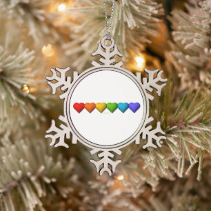 SlipperyJoe's glänzende 3D-Herzformen-Glyphen erze Schneeflocken Zinn-Ornament