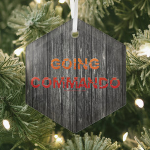 SlipperyJoe's Going Commando fett roter orangefarb Ornament Aus Glas