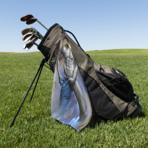 SlipperyJoe's Graustufen-Männerkörper-Figur gelb Golfhandtuch
