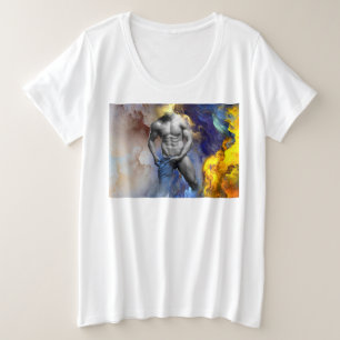 SlipperyJoe's Graustufen-Männerkörper-Figur gelb Große Größe T-Shirt
