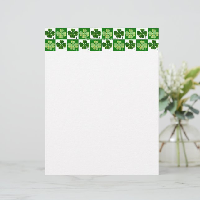 SlipperyJoe's grüne vierblättrige Klee Saint Patri Briefbogen (Stehend Vorderseite)