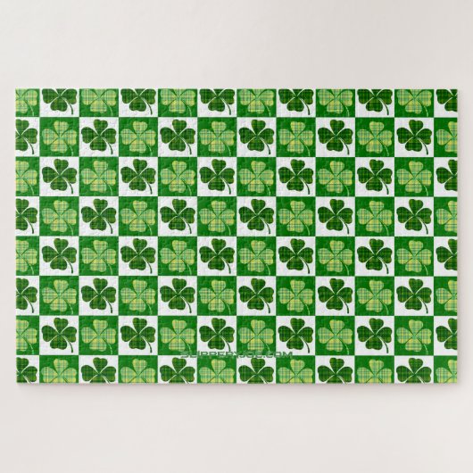 SlipperyJoe's grüne vierblättrige Klee Saint Patri Puzzle (Horizontal)