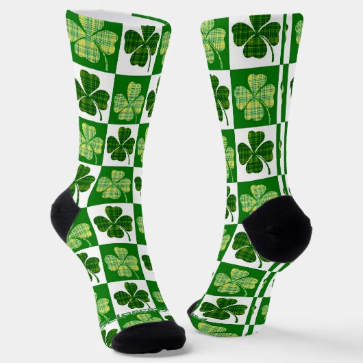 SlipperyJoe's grüne vierblättrige Klee Saint Patri Socken (Gewinkelt)
