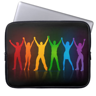 SlipperyJoe's Gruppenmitglieder, die Hände bilden Laptopschutzhülle