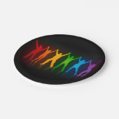 SlipperyJoe's Gruppenmitglieder, die Hände bilden Pappteller (Schrägansicht)