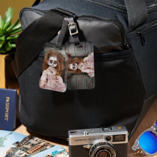 SlipperyJoe's gruselige Puppe blass Gesicht grusel Gepäckanhänger (Vorderseite & Rückseite)