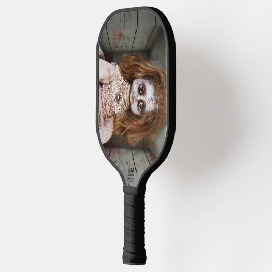 SlipperyJoe's gruselige Puppe blass Gesicht grusel Pickleball Schläger (Links)