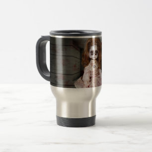 SlipperyJoe's gruselige Puppe blass Gesicht grusel Reisebecher