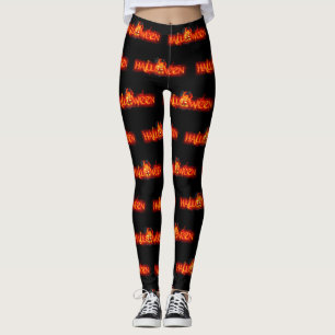 SlipperyJoe's Halloween massive feurige Beschriftu Leggings