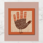 SlipperyJoe's Hand Worte dankbar Familie Freunde v Weinetikett (Einzelnes Label)