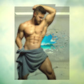 SlipperyJoe's Handtuch gebrochen, weiße Ziegelwand Fensteraufkleber (Blatt 3)